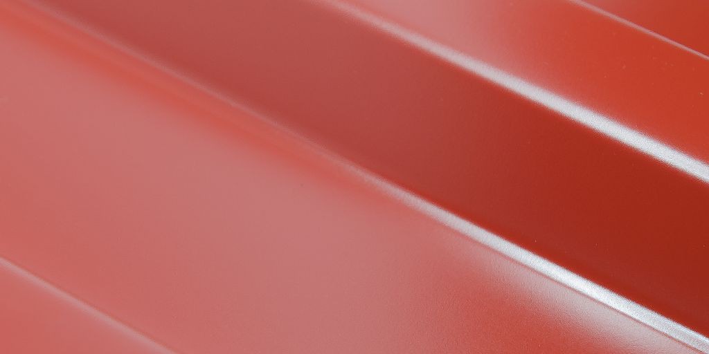 Nærbilde trapesplate polyester rød